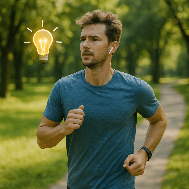 איש רץ ולוגו של מנורה שמעיד על יצירתיות ורעיונות שעולים בריצה