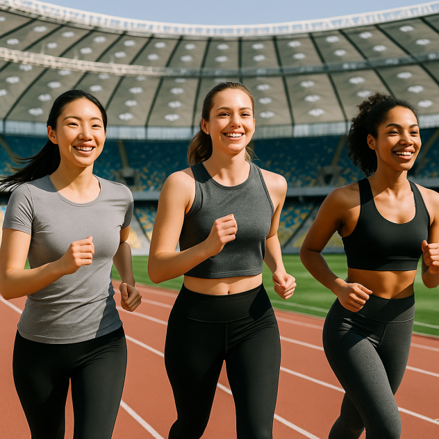 3 בנות עושת אימון כושר של ריצה